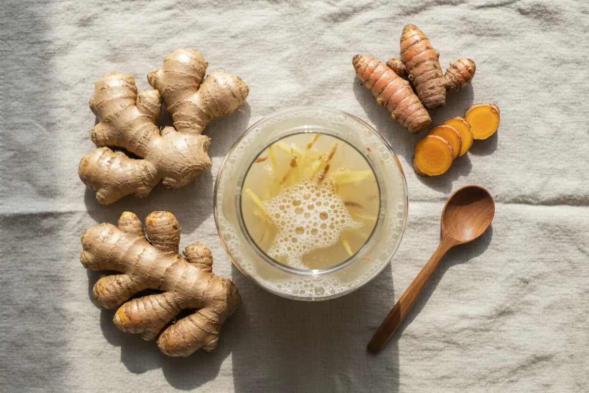 Flat-lay ginger & turmeric