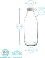 Glass Milk Bottle with Silicone Lid - 1 Litre Argon-rinkit