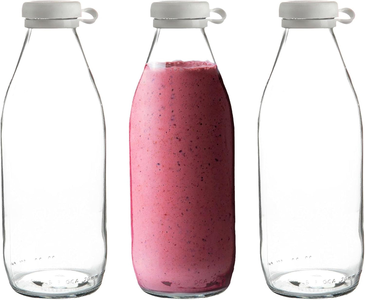 Glass Milk Bottle with Silicone Lid - 1 Litre Argon-rinkit