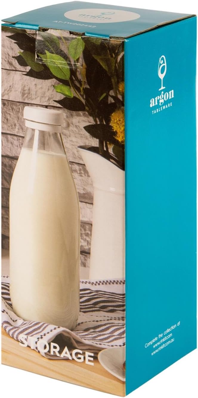 Glass Milk Bottle with Silicone Lid - 1 Litre Argon-rinkit