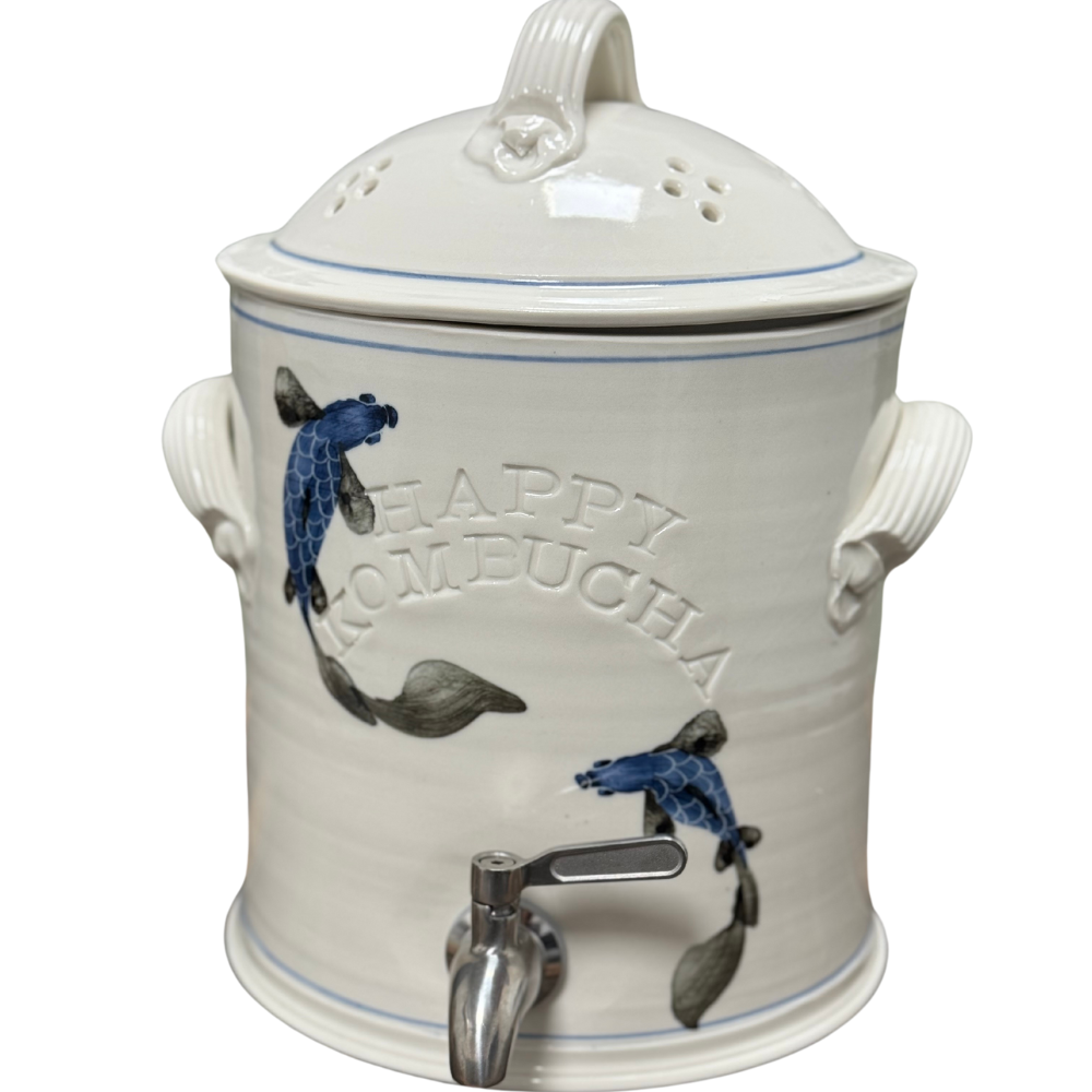 Handmade porcelain kombucha crock- Happykombucha