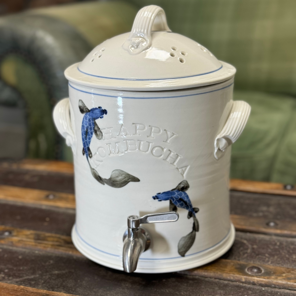 handmade small porcelain crock-Happykombucha