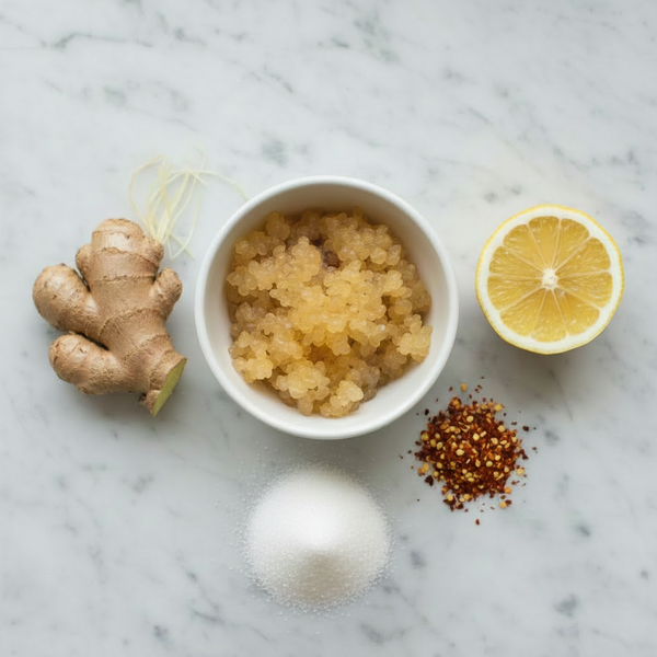 Ingredients flat-lay without jar