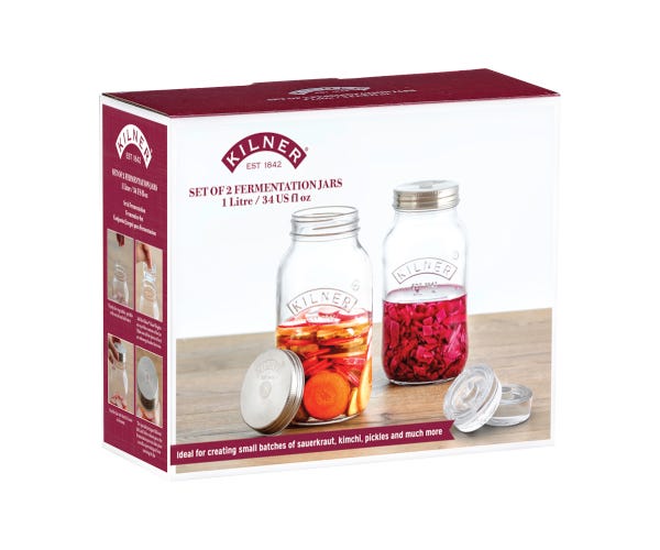Kilner set of 2, 1L fermentation jars freeshipping - Happy Kombucha