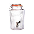 Ribbed clear Kilner glass dispenser with a clip-top lid, orange seal and silver-coloured tap with black lever