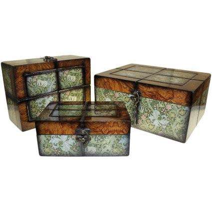 Set of 3 Boxes - Lrg Walnut Floral freeshipping - Happy Kombucha