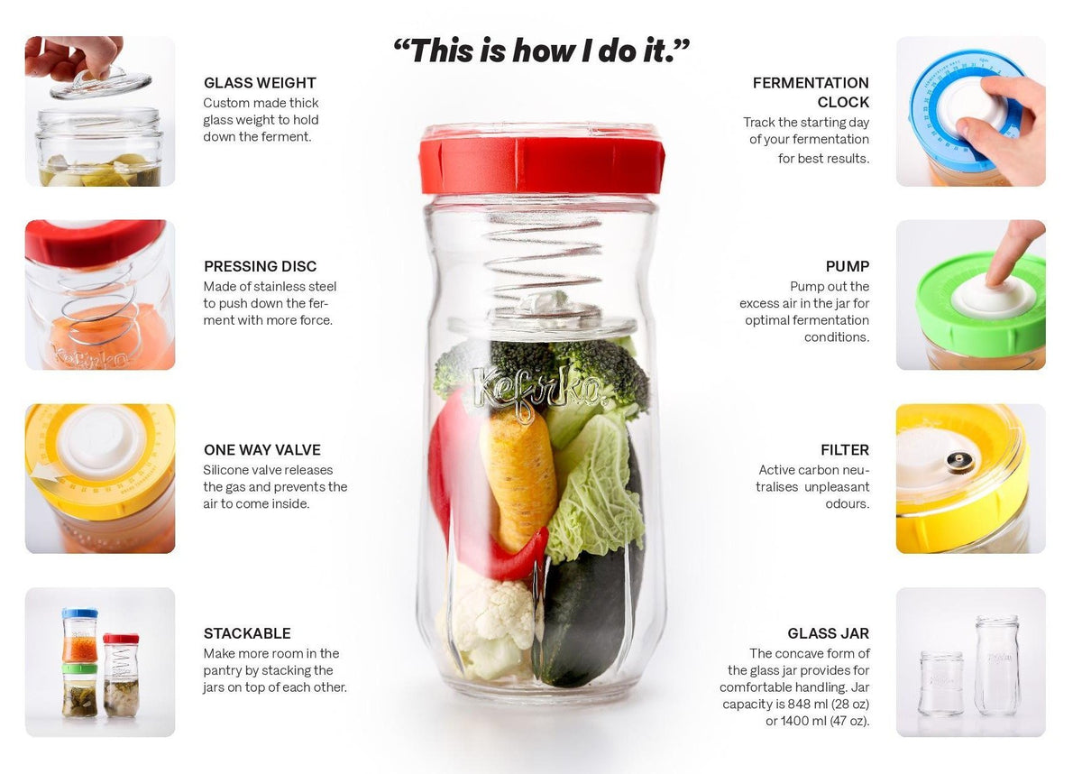 KefirKo Veggie Jar 848ml-Free shipping available-happykombucha