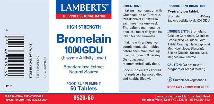 Lamberts Bromelain 500mg (60) freeshipping - Happy Kombucha