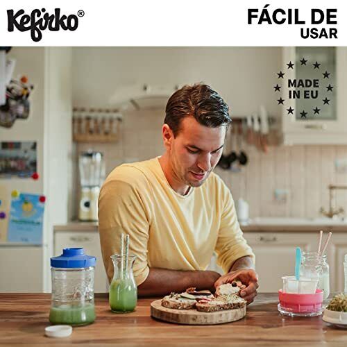  Kefirko Complete Kefir Starter Kit - Water & Milk Fermentation  Kit - Easily Make Kefir at Home (1.4 Litres) (White) : Home & Kitchen
